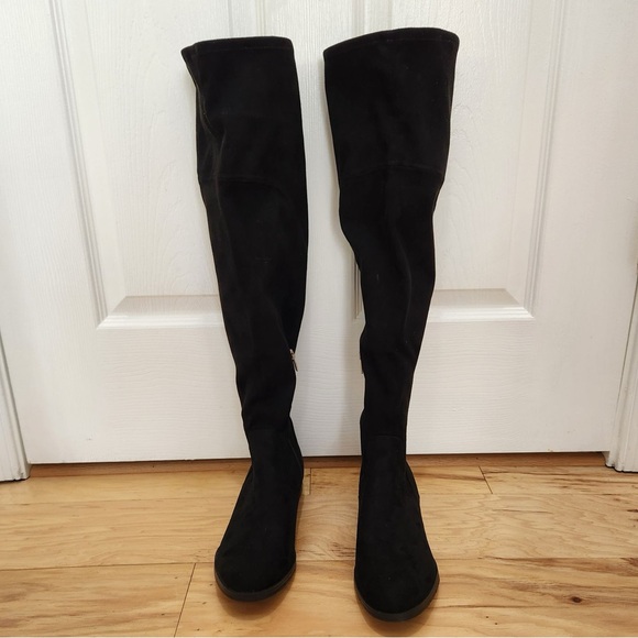 Marc Fisher Over the Knee Suede in Black - Picture 2 of 8